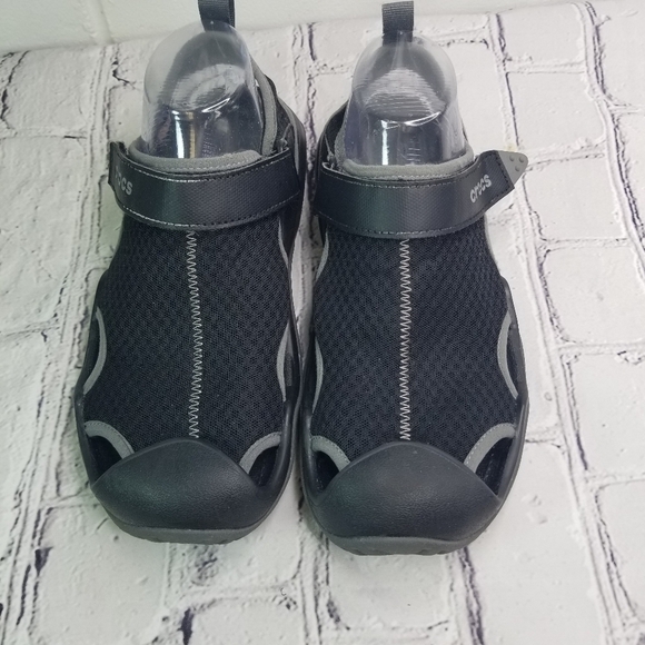 Crocs Swiftwater mesh black gray mesh deck shows - Picture 7 of 12